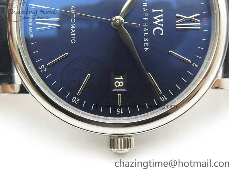 MIROTIME 0402 Refined Portofino Automatic SS MKF 1:1 Best Edition Blue Dial On Blue Leather Strap MIYOTA 9015 V 7201